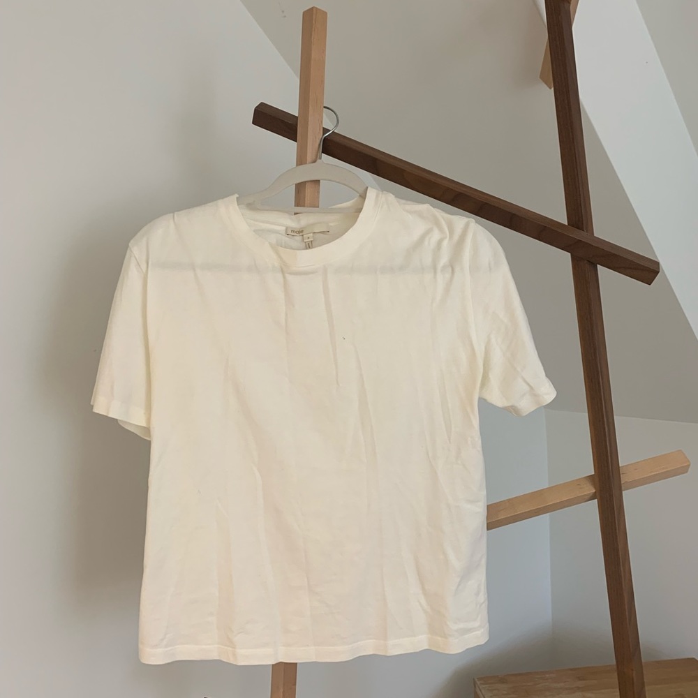 Maje White t shirt with laced up back